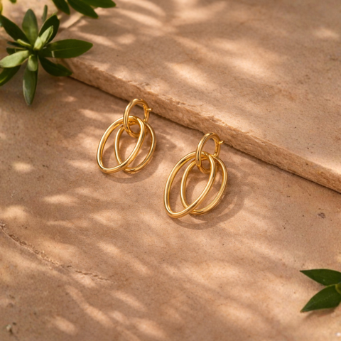 Celeste Triple Hoop Drop Earrings