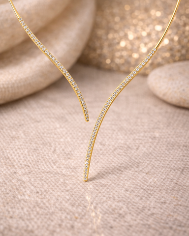 Vela Pavé Lariat Necklace